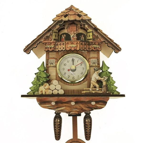 

nordic retro style wall clock cuckoo time alarm wooden living room german traditional black forest clocks