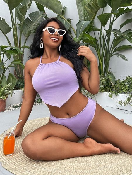 

plus rib hanky hem bikini swimsuit j5xn#, Black