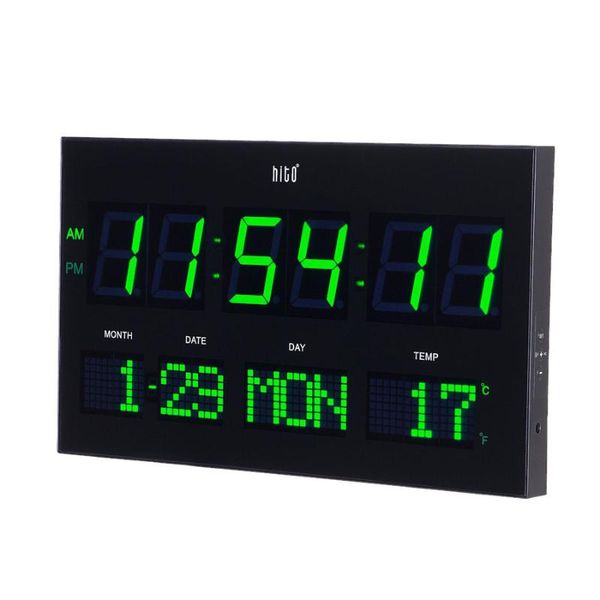 

wall clocks large digital clock oversize led screen display temperature calendar day watch home decor