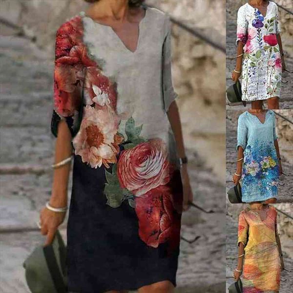

loose spring vintage ruffles women dresses belarge big printed summer boho casual party elegant plus sizes, Black;gray