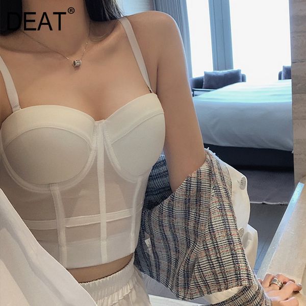 

solid color fishbone mesh lace strapless waist suspender for women y2k summer clothes gx664 210421, White