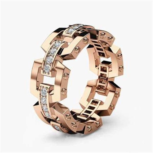

wedding rings fashion rose gold ring men letter zircon finger couple for women femme golden silvery jewelry mens party gift, Slivery;golden