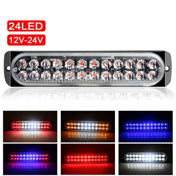 24 LED 72W Ultradünnes Blitzlicht für Auto, Motorrad, LKW, seitliche Notbeleuchtung, Warnblinkleuchte, Anhänger, Polizeiblinkleuchte