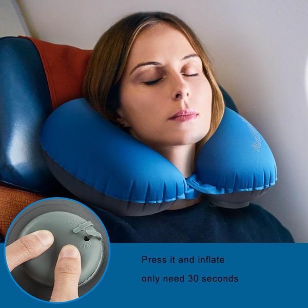 

naturehike manually press inflate u shaped pillow foldable travel air outdoor pads