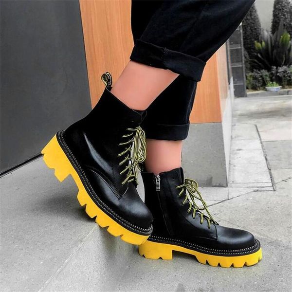 

boots women's boutique fashion leather winter round toe shoes, Black