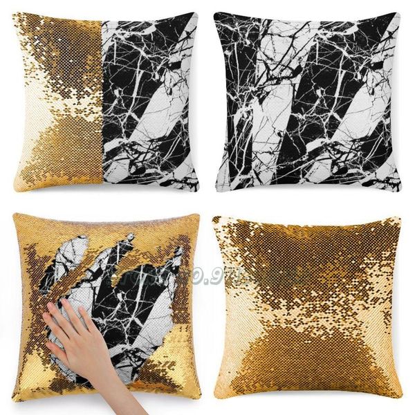 

pillow case rays of marble shimmer sequins glitter pillowcase black white and