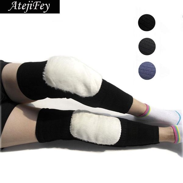 

elbow & knee pads 1 pair autumn winter sport fitness wear brace elastic warm sleeves support protector varicose pain prevent, Black;gray