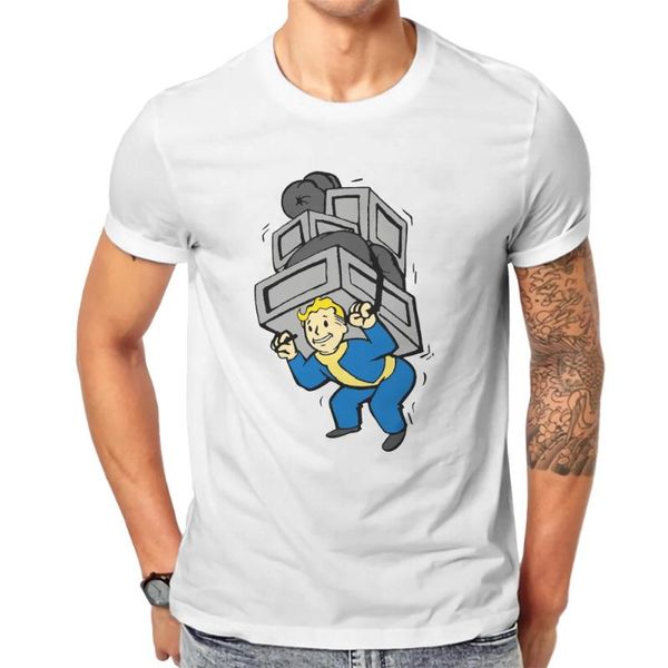 

men's t-shirts vault boy strong back hip hop tshirt fallout dweller game casual size s-6xl t shirt t-shirt for adult, White;black