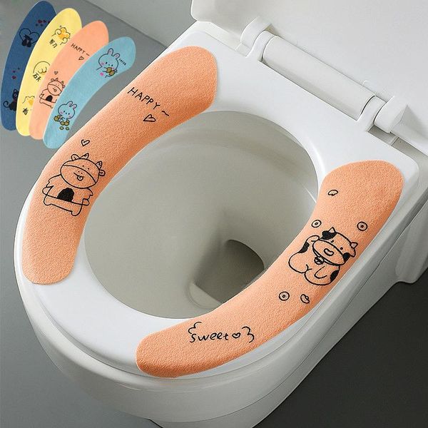 

toilet seat covers 1 pair winter warm cover closestool mat washable bathroom accessories flannel pattern color soft pad