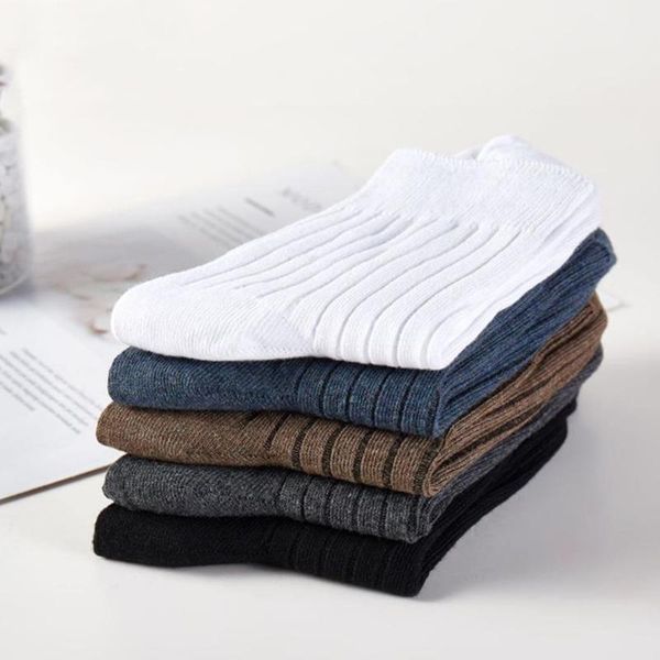 

men's socks sweat-absorbent soft autumn and winter business breathable tube solid color cotton men socks., Black