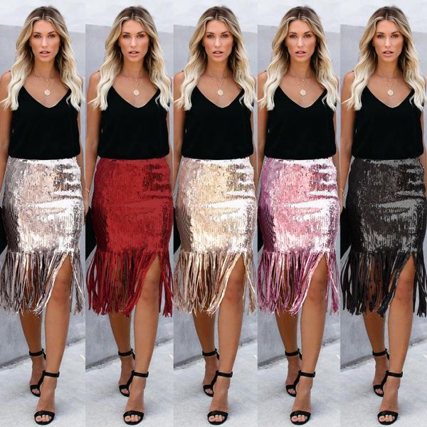 

skirts women's autumn high waist fringed short skirt, Black