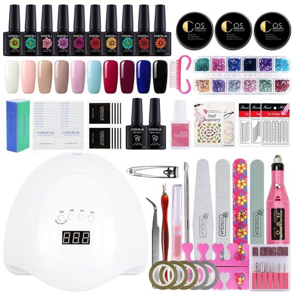 

nail art kits coscelia full manicure set 10pcs gel polish 54w lamp dryer electric drill acrylic kit tools for