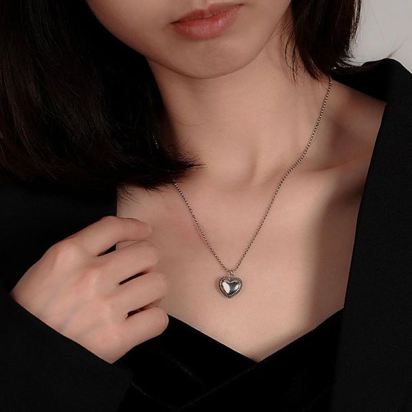

chains s925 silver smile necklace korean women fashion simple retro taiyin student love temperament short clavicle chain