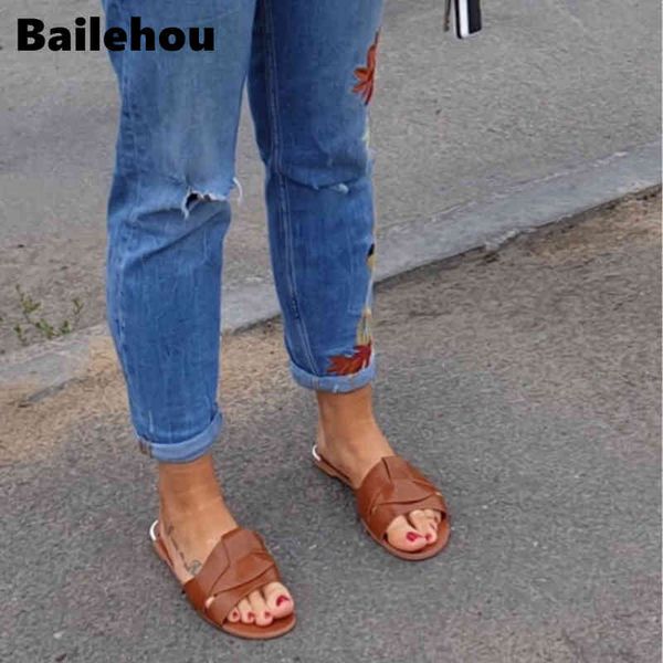 

slippers fashion brand women slipper cross outdoor beach flip flops open toe ladies casual flat slides shoes cb4h, Black