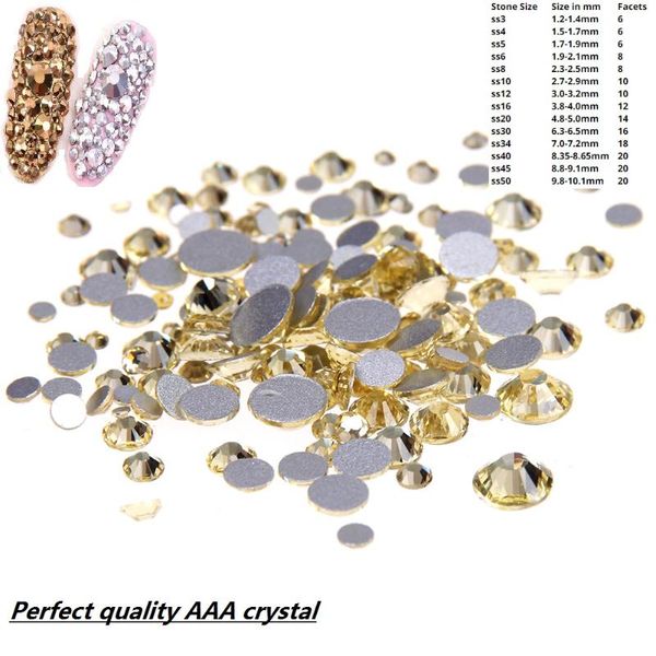 

nail art decorations jonquil non fix crystal rhinestones ss3-ss34 and mixed sizes flatback glue on strass glass diamonds diy nails accessori, Silver;gold