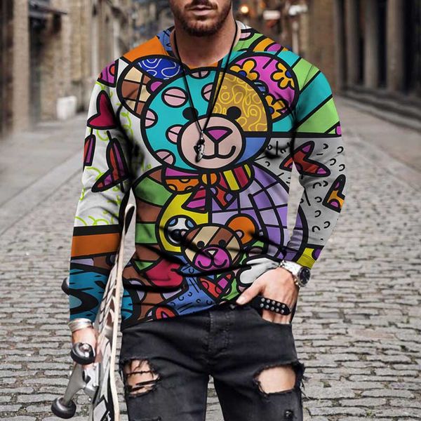 

abstract animal illustration sweatshirt graffiti printing long sleeves fashion cat pattern autumn wholesale 2021, Black