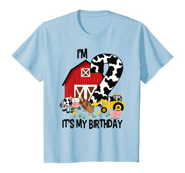 

kids it's my birthday i'm 2, tractor 2 years old birthday shirt, White;black