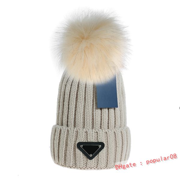 

new fashion women ladies warm winter beanie large faux fur pom poms bobble hat knitted ski cap black blue white pink, Blue;gray