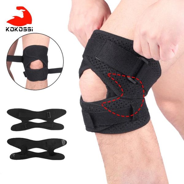 

kokossi 1 pcs adjustable sport knee compression protection outdoor basketball football mountaineering riding pad protective elbow & pads, Black;gray