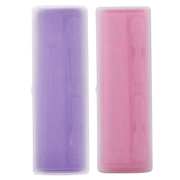

smart electric toothbrush 2 pcs portable holder case box travel camping for oral-b 4 colors (purple & pink)