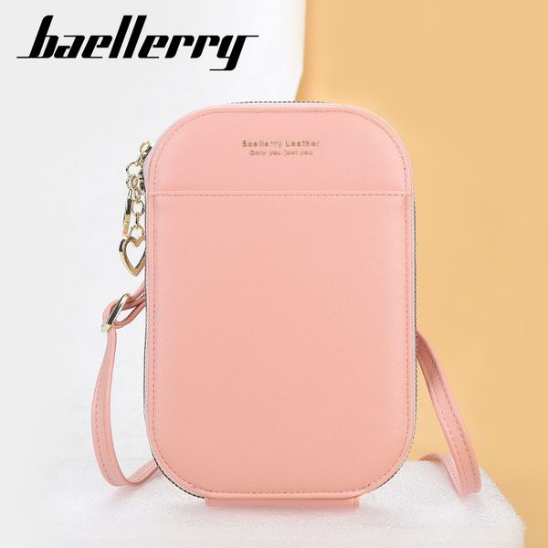 

baellerry candy color vertical mobile phone fashion versatile women's messenger bag zipper wallet, Red;black