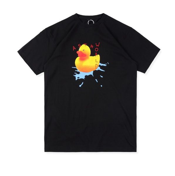 

travis scott t shirts designer cactus jack europe world little yellow duck print short sleeve cotton t-shirt casual loose for men and women, White;black