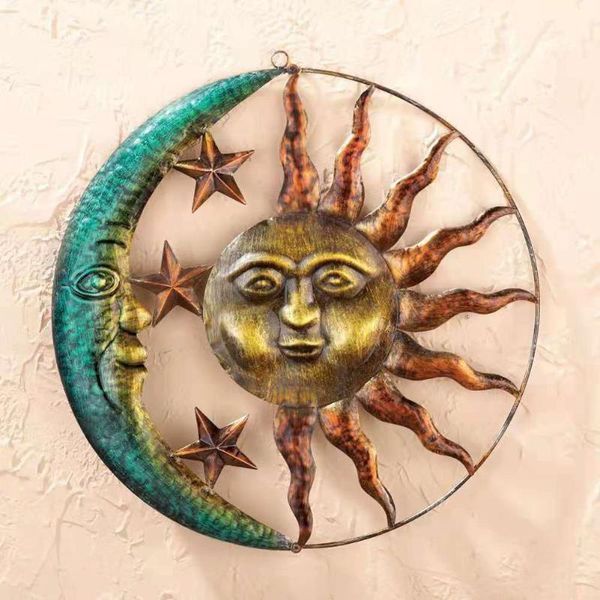 

decorative objects & figurines sun moon wall hanging decor modern metal statue home ornament for living room decoration outdoor