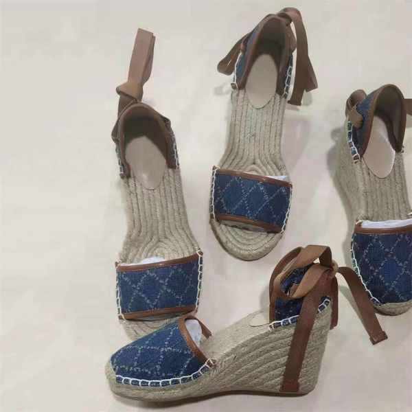

2020 fashion luxury shoes fashion designer style summer thick bottom wedge sandals ankle strap high heels fisherman roman bohemian clan styl, Black