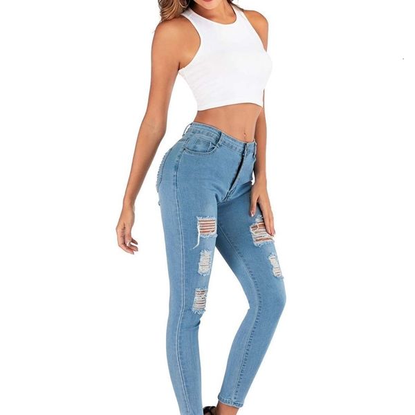 

jeans women's wear out with tight grip pattern in oj36, Blue