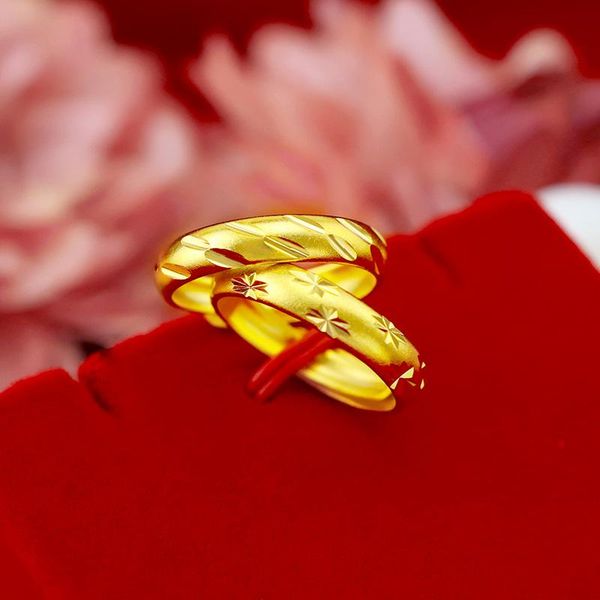 

cluster rings korean 14k gold ring for women wedding jewelry gypsophila meteor shower printed yellow men classic couple gifts, Golden;silver