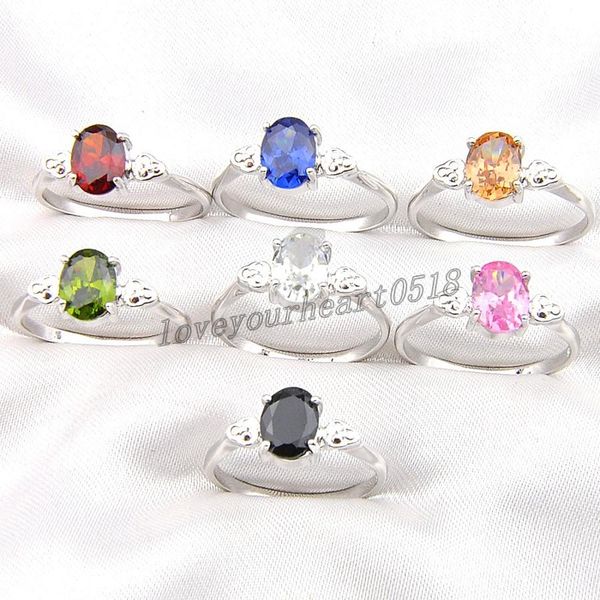 

925 sterling silver mix color ring fashion oval peridot garnet morganite rings gift party