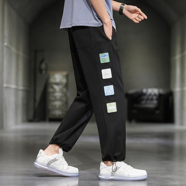 

men's pants loose and versatile slim for boys girls high school students inschao korean personalized casual large 2021, Black