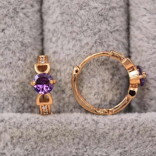 

hoop & huggie trendy gold plated copper round earrings green red zirconia for women fashion jewelry accessories wedding anniversary, Golden;silver