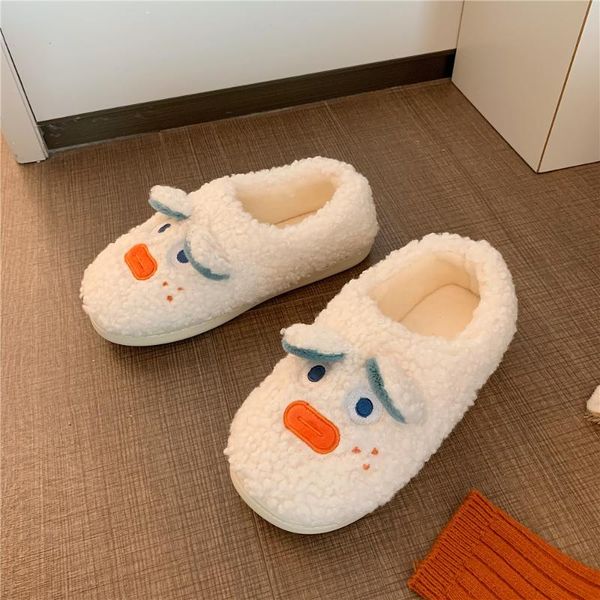 

winter slippers women soft fashion cute animal happy short hair plush casual comfort indoor women's shoes, Black