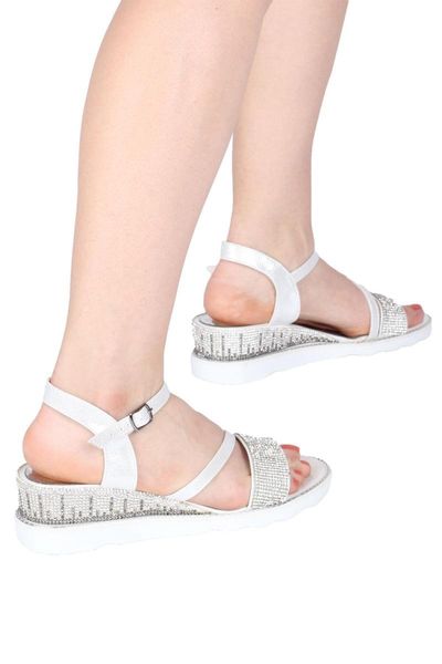 

sandals silver gemstone wedges sandals-kada, Black