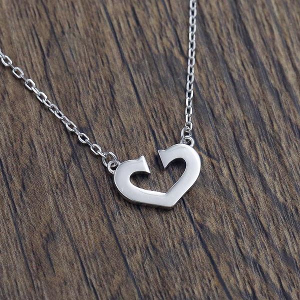 

chokers simple heart korea fresh elegant 925 sterling silver clavicle chain temperament personality trendy female necklace sne273, Golden;silver
