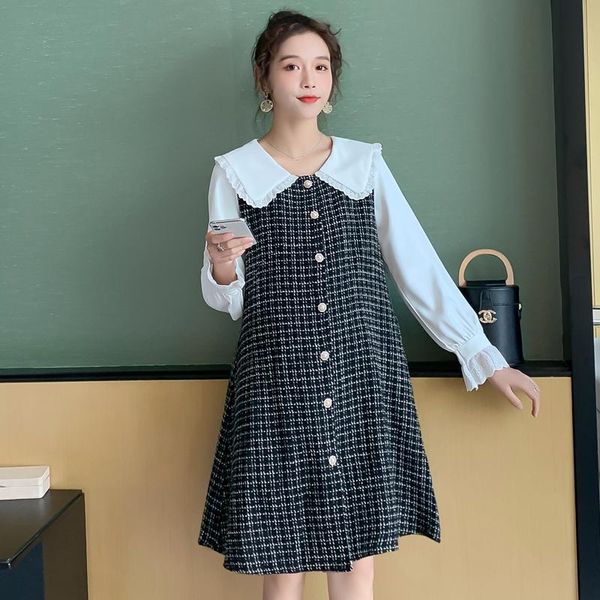 

maternity dresses autumn pregnant women sweet dress, White
