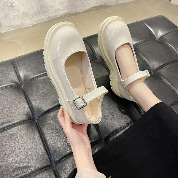 

dress shoes women student japanese style ankle strap round toe high heels platform leather cute lolita jk girls mary jane, Black