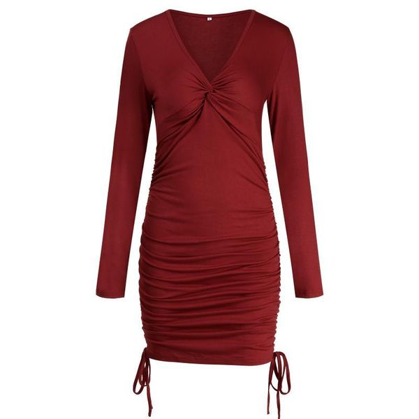 

casual dresses long sleeve v-neck slim bm style dress skirt, Black;gray