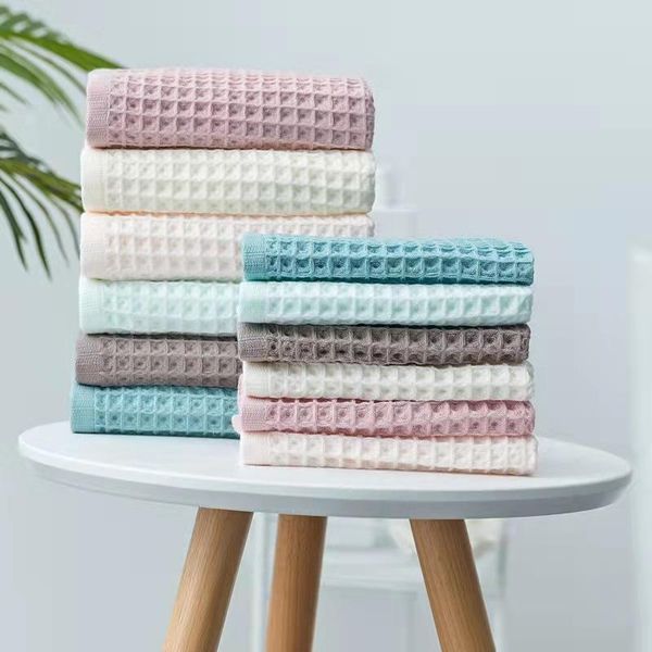 

towel 1pcs/2pcs 100% pure cotton bathtowels for adults men's and women's bath towels plaid hand face care magic bathroom