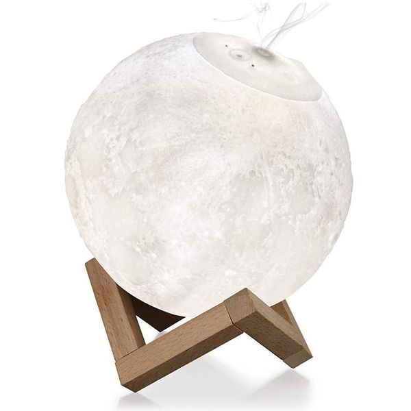 

moon light humidifier, 3d printing 3 colors lamp with stand, cool mist humidifier usb rechargeable for bedrooms humidifiers