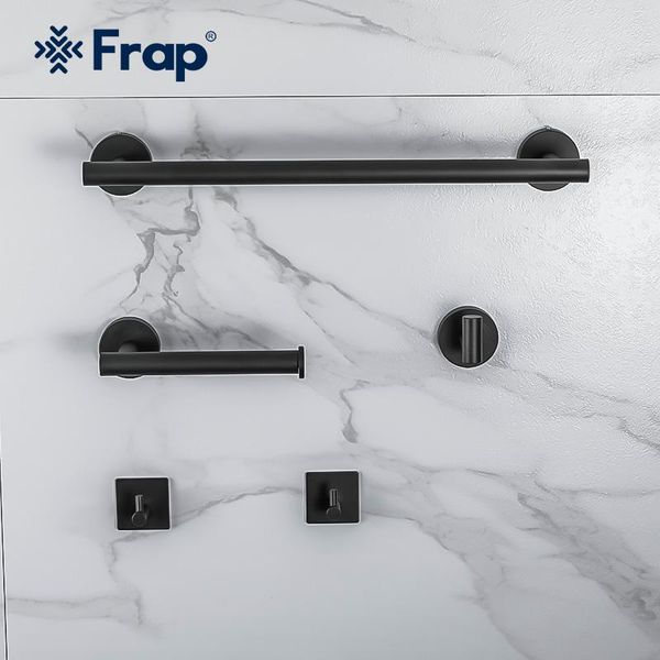 

frap black bath hardware sets 304 stainless steel towel rack toilet paper holder liquid soap y38138-1 accessory set