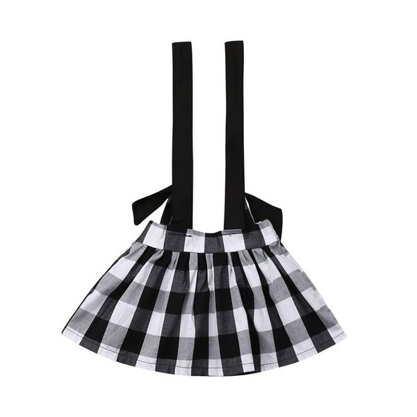 

skirts kids baby girl suspender casual black plaid, Blue