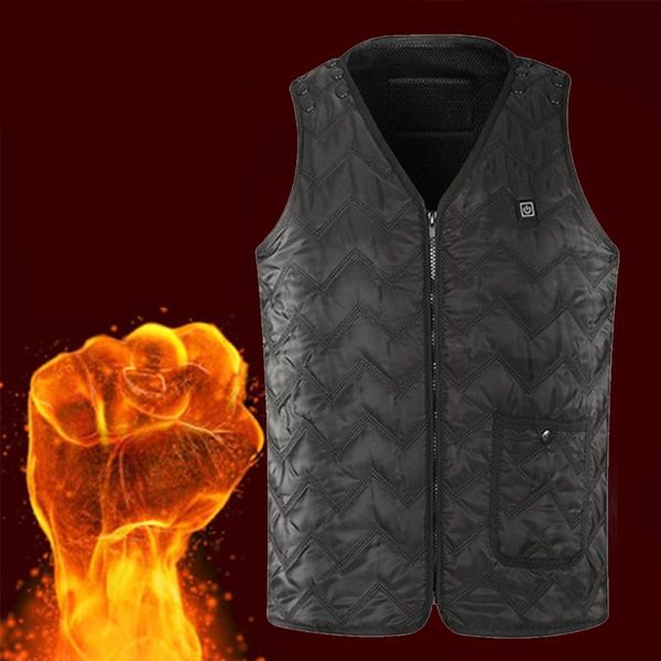 

men's vests washable thermal usb charging winter waistcoat skiing riding outdoor hiking heated vest electric warm windproof camping, Black;white