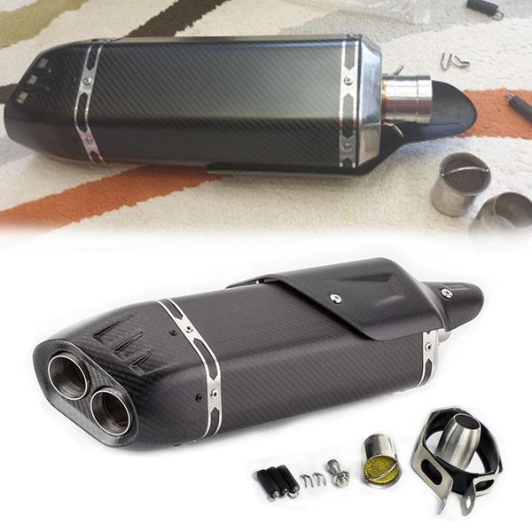 

51mm universal motorcycle exhaust full carbon fiber muffler escape moto with catalyst for tmax530 xmax300 r1200 z400 cb650f r15 system
