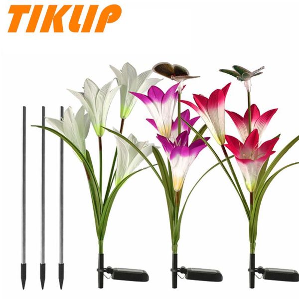 

lawn lamps outdoor solar lights waterproof 7 colors changeable lily flower led for christmas party wedding exterior garden decoration