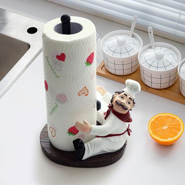 

resin chef figurine tissue paper roll holder toilet bathroom table home decorative boxes kitchen napkin & napkins