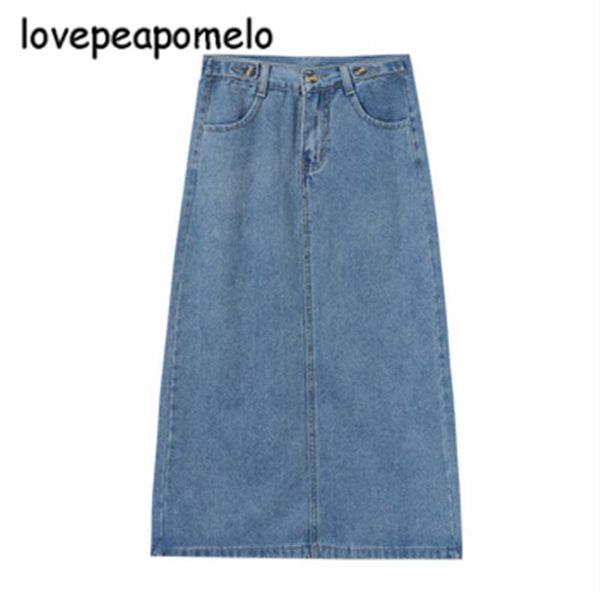 Trendy frauen Denim Rock Lose Plus Größe Jeans Weibliche Vintage Taste A-Line Lange Herbst Frauen Kleidung N653 Röcke