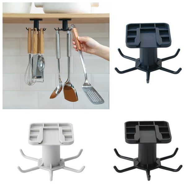 

kitchen storage & organization 1pcs 360 degrees rotated hooks self adhesive 6 home wall door hook handbag clothes ties bag hanger hanging ra