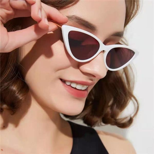

sunglasses cat eye vintage brand designer rose gold mirror for women metal reflective flat lens sun glasses female oculos 2021, White;black